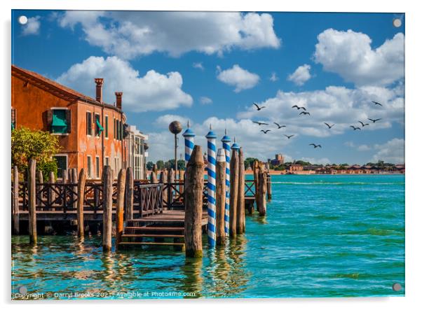 Boat Dock on Old Venice Building Acrylic by Darryl Brooks