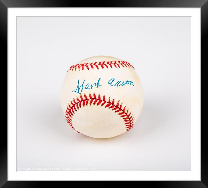 Hank Aaron Baseball Framed Mounted Print by Darryl Brooks