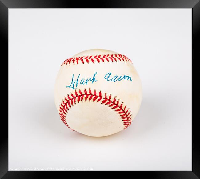 Hank Aaron Baseball Framed Print by Darryl Brooks