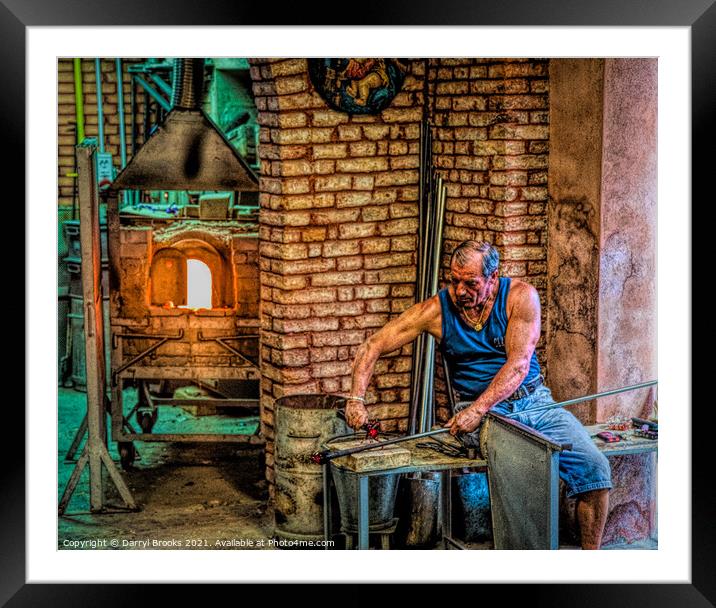 Glass Blower in Murano Framed Mounted Print by Darryl Brooks