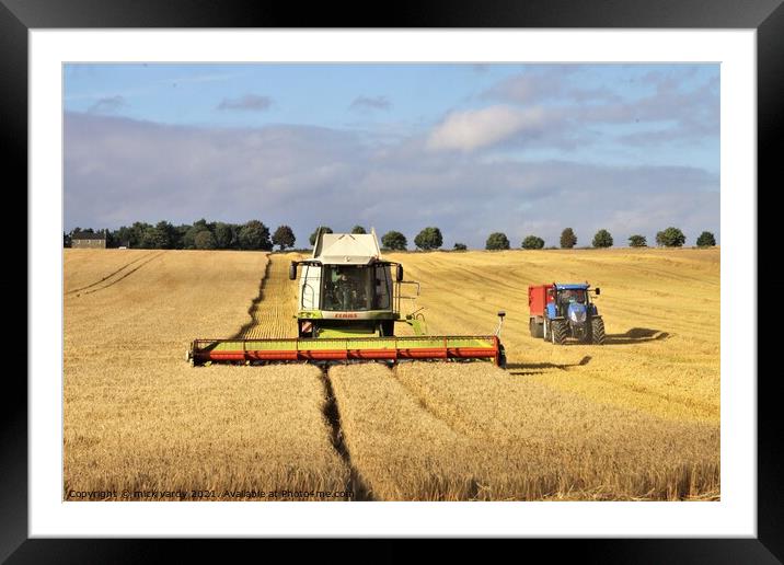 Cutting barley in Northumberland. Framed Mounted Print by mick vardy