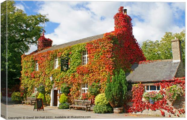The Old Eyre Arms pub, Hassop, Derbyshire. Canvas Print by David Birchall