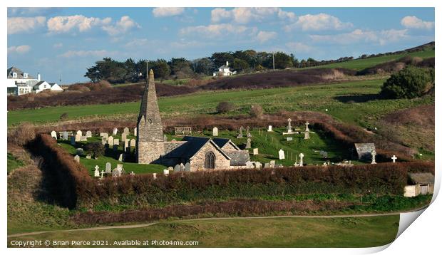 St Enadoc Church, North Cornwall Print by Brian Pierce