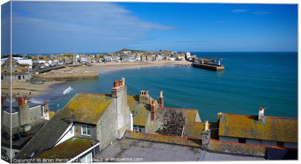 St Ives Rooftops and Harbour, Cornwall Canvas Print by Brian Pierce