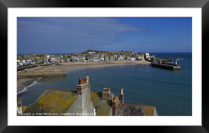 St Ives Rooftops and Harbour, Cornwall Framed Mounted Print by Brian Pierce