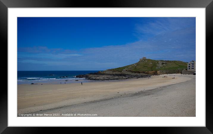 Porthmeor Beach and the Island. St Ives, Cornwall  Framed Mounted Print by Brian Pierce