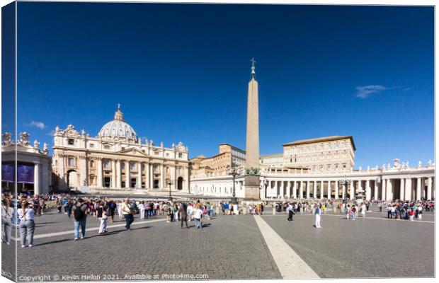 The Obelisk and St Peters Basilica, Canvas Print by Kevin Hellon