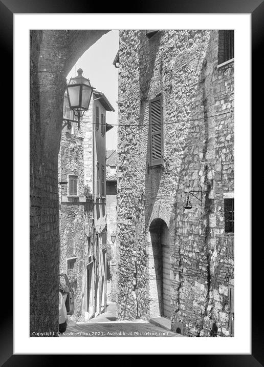 Street in the ancient town of Narni Framed Mounted Print by Kevin Hellon