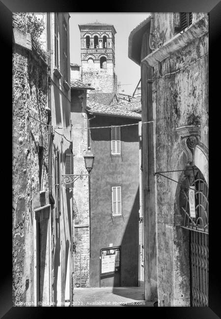 Street in the ancient town of Narni Framed Print by Kevin Hellon