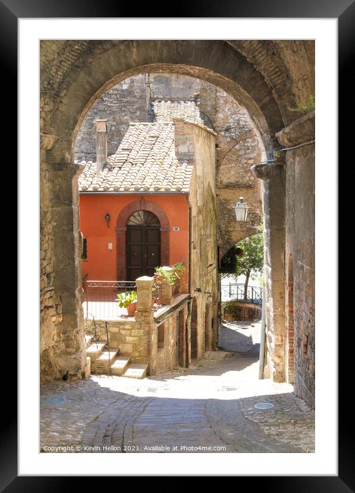 Narrow street in Narni Framed Mounted Print by Kevin Hellon