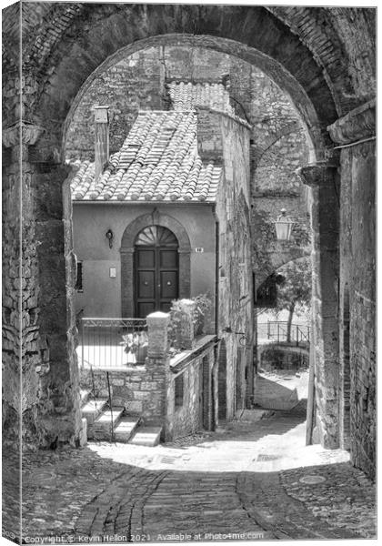 Street in the ancient town of Narni Canvas Print by Kevin Hellon