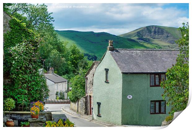 Cottages And Mam Tor View Print by Alison Chambers
