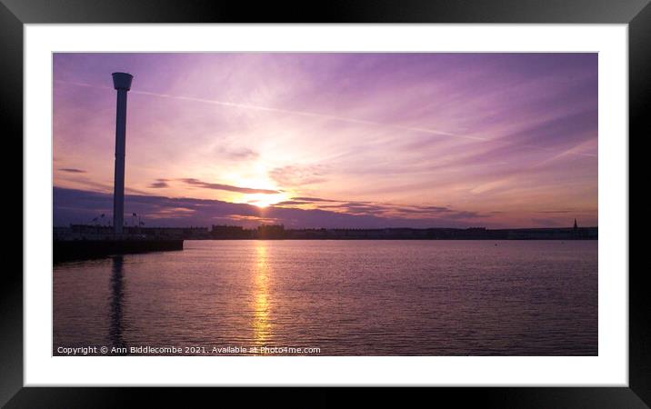 Sunset over Weymouth Bay Framed Mounted Print by Ann Biddlecombe