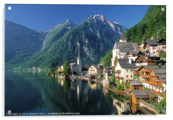 Lake Hallstattersee and the village of Hallstatt A Acrylic by Chris Warren