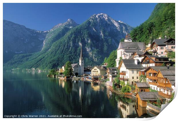 Lake Hallstattersee and the village of Hallstatt A Print by Chris Warren