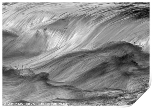 Waterfall over rocks Print by Rory Hailes