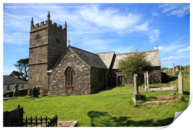 Zennor Church, Cornwall Print by Brian Pierce