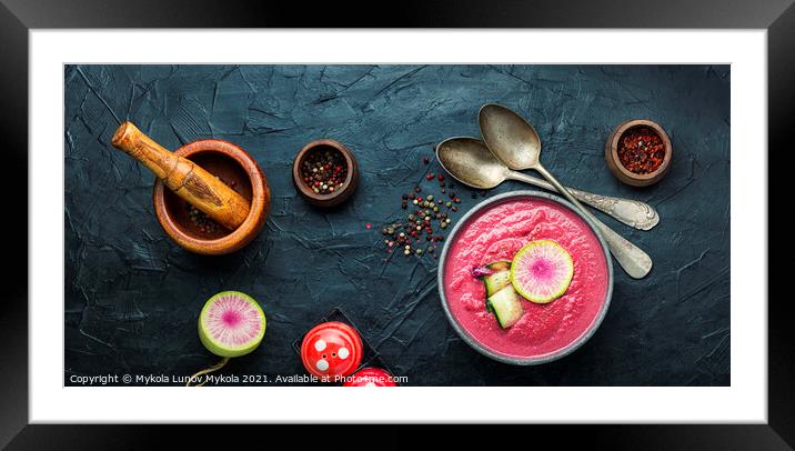 Beetroot cream soup Framed Mounted Print by Mykola Lunov Mykola