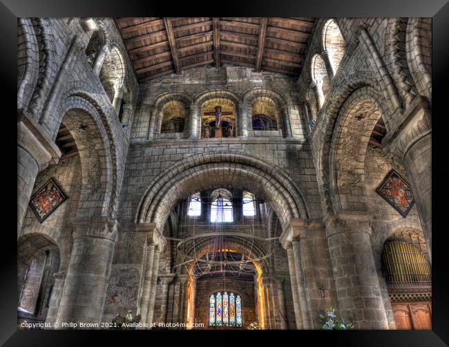 Inside Melbourne Norman Church Panoramic No 2 Framed Print by Philip Brown