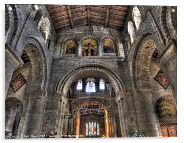 Inside Melbourne Norman Church Panoramic No 2 Acrylic by Philip Brown