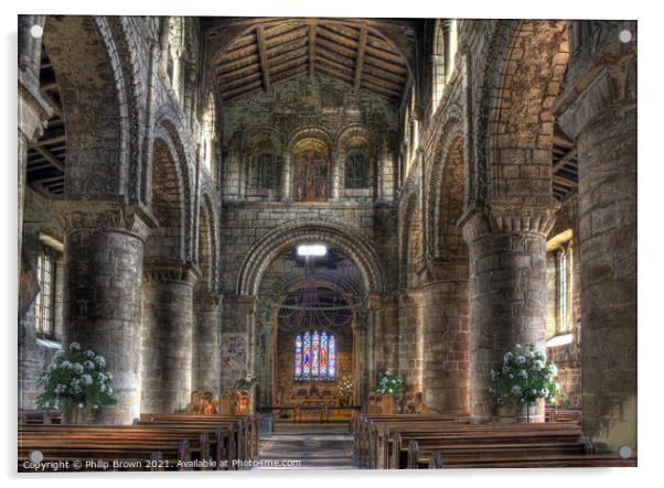 Inside Melbourne Norman Church Panoramic No 1 Acrylic by Philip Brown