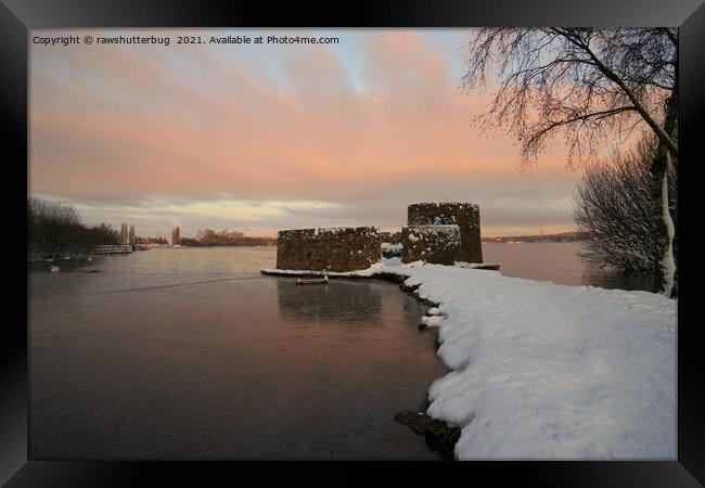 Snowy Sunrise At The Chasewater Country Park Framed Print by rawshutterbug 