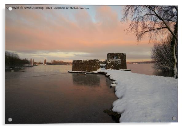 Snowy Sunrise At The Chasewater Country Park Acrylic by rawshutterbug 