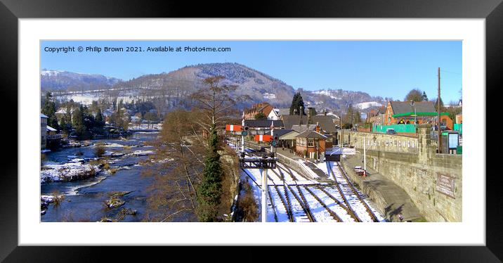 LLangoflan in winters Snow - Panorama Framed Mounted Print by Philip Brown