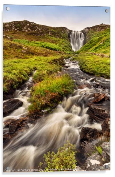 Clashnessie Curtain Waterfalls in Summer  Scotland Acrylic by Barbara Jones