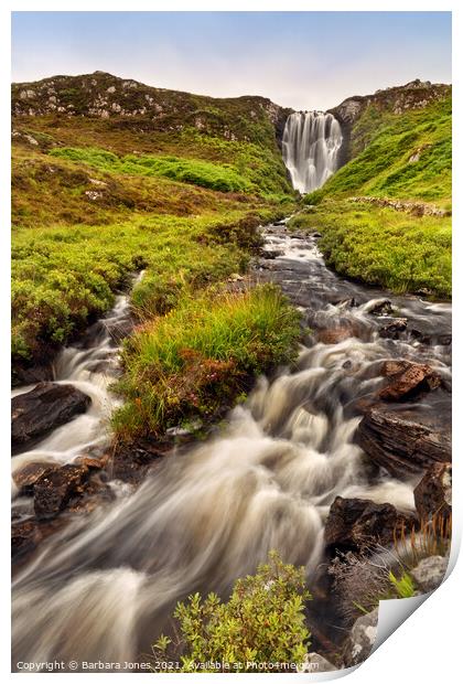 Clashnessie Curtain Waterfalls in Summer  Scotland Print by Barbara Jones