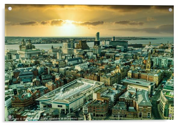 Liverpool by air Acrylic by Phil Longfoot