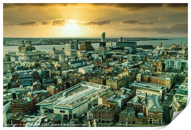 Liverpool by air Print by Phil Longfoot