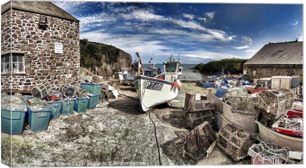 The Fisherman`s Cove and Harbour at Cadgwith in Co Canvas Print by Philip Brown