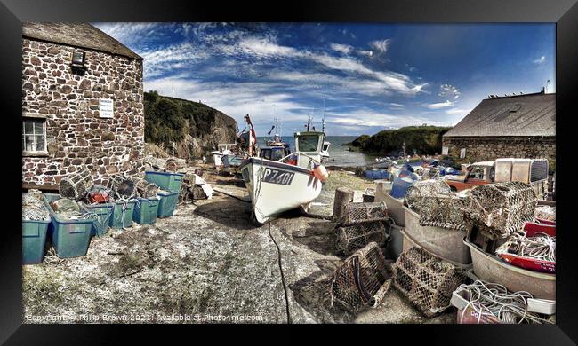 The Fisherman`s Cove and Harbour at Cadgwith in Co Framed Print by Philip Brown