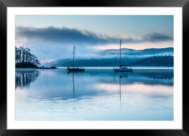 Boats at Dawn Framed Mounted Print by Liz Withey