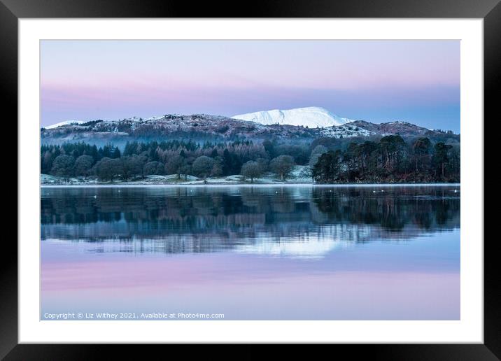Pink Dawn, Waterhead, Windermere Framed Mounted Print by Liz Withey