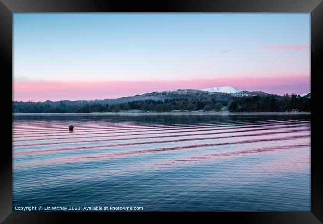 Pink Ripples, Windermere Framed Print by Liz Withey