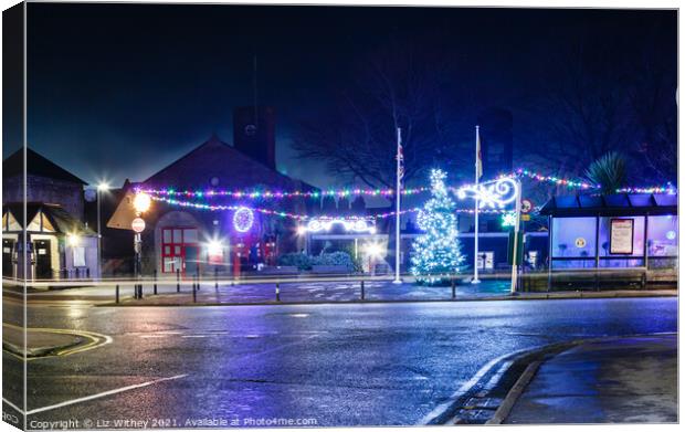 Christmas Lights, Carnforth Canvas Print by Liz Withey