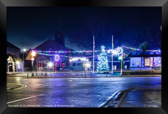 Christmas Lights, Carnforth Framed Print by Liz Withey