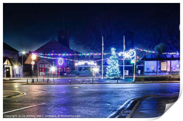 Christmas Lights, Carnforth Print by Liz Withey