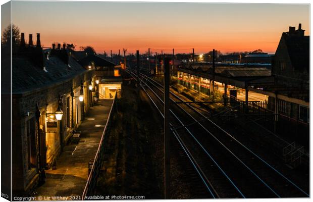 Carnforth Station, Sunset Canvas Print by Liz Withey