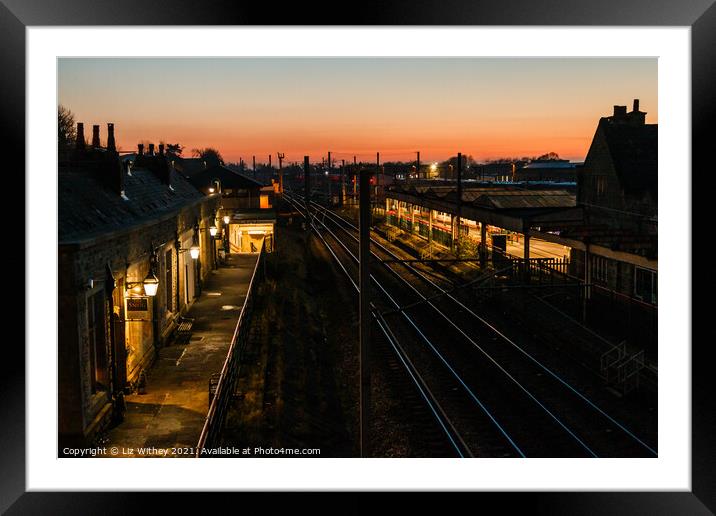 Carnforth Station, Sunset Framed Mounted Print by Liz Withey