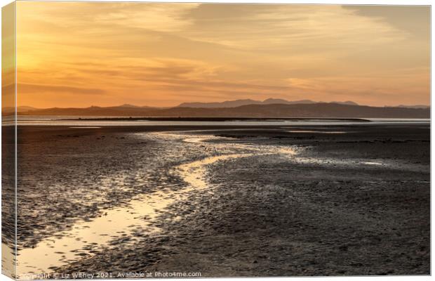 A sunset over Morecambe Bay Canvas Print by Liz Withey