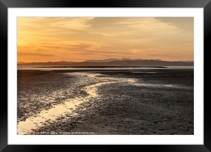A sunset over Morecambe Bay Framed Mounted Print by Liz Withey