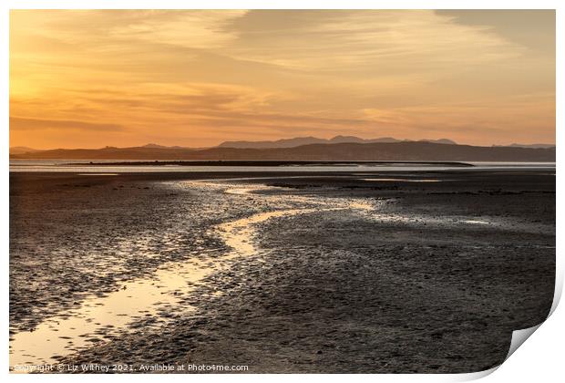 A sunset over Morecambe Bay Print by Liz Withey