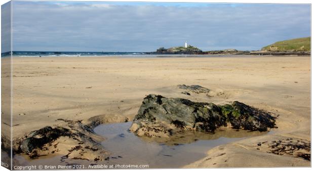 Hayle Gwithian beach and Godrevy Lighthouse Canvas Print by Brian Pierce