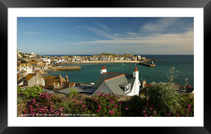 St Ives Panorama Framed Mounted Print by Brian Pierce