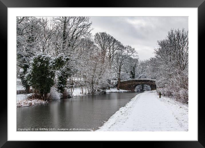 Lancaster Canal in Winter Framed Mounted Print by Liz Withey