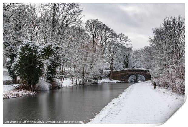 Lancaster Canal in Winter Print by Liz Withey