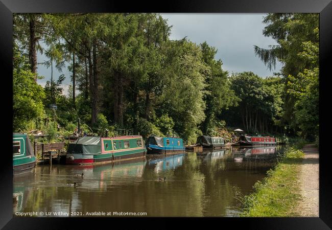Narrowboats, Carnforth Framed Print by Liz Withey